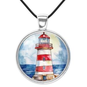 Silver Lighthouse Pendant Necklace